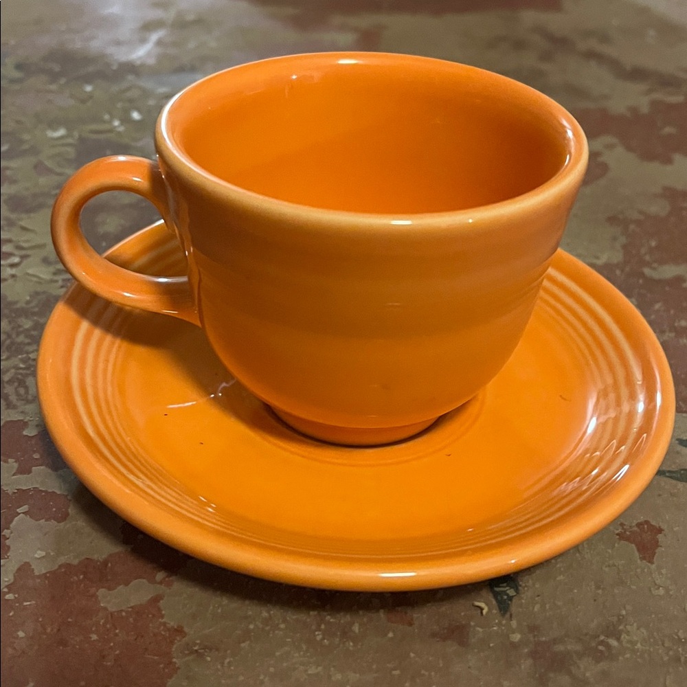 Fiesta Fiestaware Cup and Saucer Set Orange